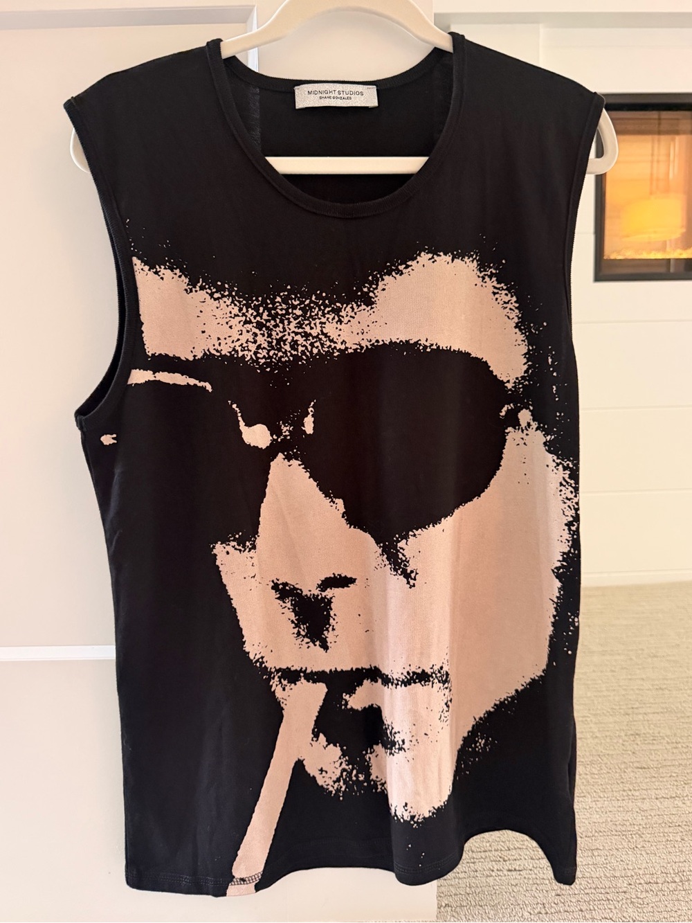 MIDNIGHT STUDIOS Shane Gonzalez Bold Print Scarface Sleeveless Shirt S NWT $218!
